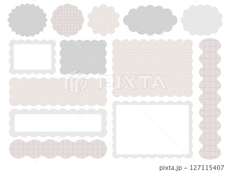 うねうね装飾フレーム素材セット(グレージュ/チェック&ドット) うねうね装飾フレーム素材セット(グレージュ/チェック&ドット) 127115407