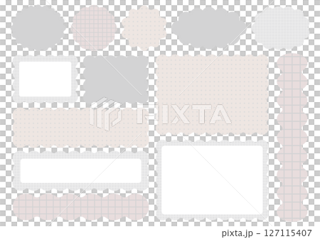 うねうね装飾フレーム素材セット(グレージュ/チェック&ドット) うねうね装飾フレーム素材セット(グレージュ/チェック&ドット) 127115407