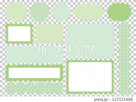 うねうね装飾フレーム素材セット(グリーン/チェック&ドット) うねうね装飾フレーム素材セット(グリーン/チェック&ドット) 127115408
