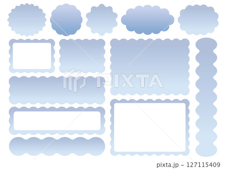 うねうね装飾フレーム素材セット(ブルー系/グラデーション) うねうね装飾フレーム素材セット(ブルー系/グラデーション) 127115409