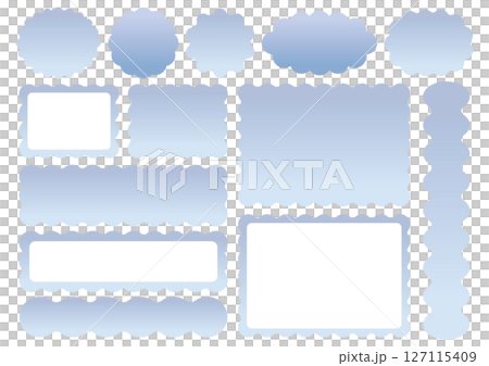 うねうね装飾フレーム素材セット(ブルー系/グラデーション) うねうね装飾フレーム素材セット(ブルー系/グラデーション) 127115409