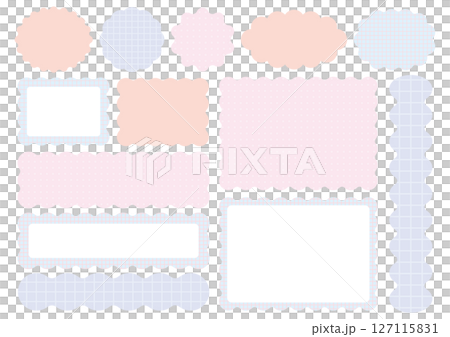 うねうね装飾フレーム素材セット（ゆめかわ／チェック＆ドット） 127115831