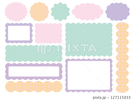 うねうね装飾フレーム素材セット(カラフル/チェック&ドット) うねうね装飾フレーム素材セット(カラフル/チェック&ドット) 127115833