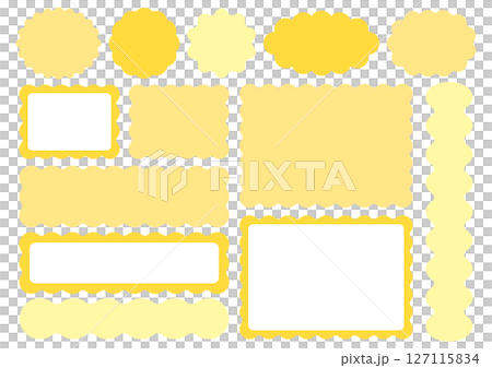 うねうね装飾フレーム素材セット（イエロー） 127115834