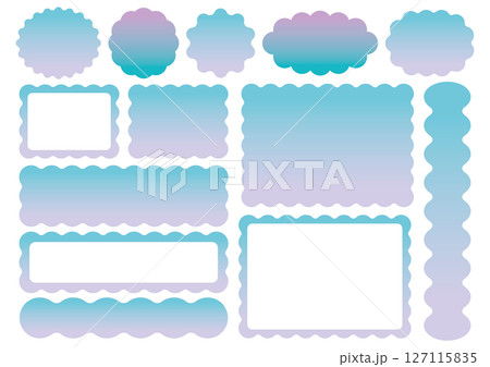 うねうね装飾フレーム素材セット（ターコイズ×紫／グラデーション） 127115835