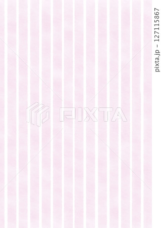 ストライプ縦縞模様パターン背景イラスト　手書き水彩風　可愛いピンク色の素材テクスチャー 127115867