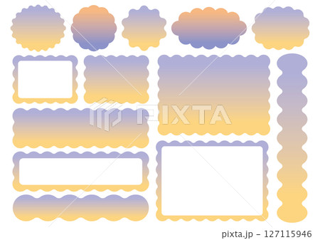 うねうね装飾フレーム素材セット（オレンジ×紫／グラデーション） 127115946