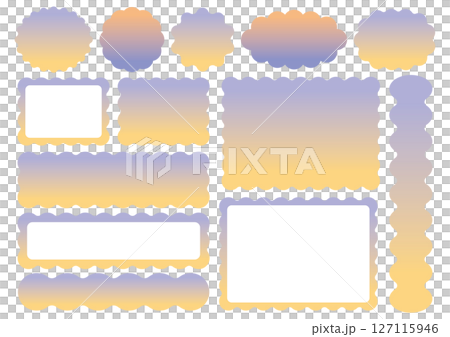 うねうね装飾フレーム素材セット（オレンジ×紫／グラデーション） 127115946