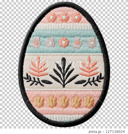 植物モチーフのイースターエッグ刺繍 127116024