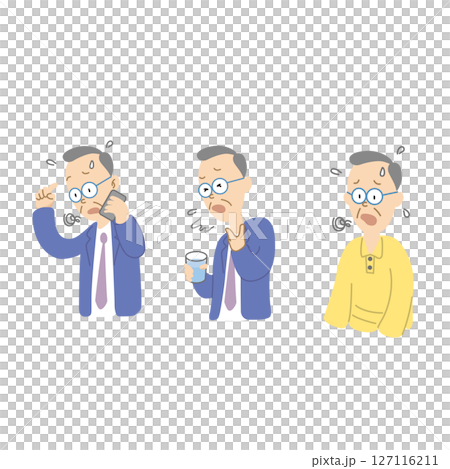 体調不良で困るシニア男性 127116211