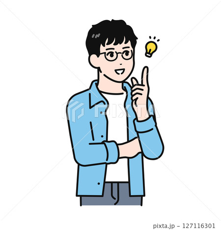 ひらめく若い男性のイラスト素材 127116301