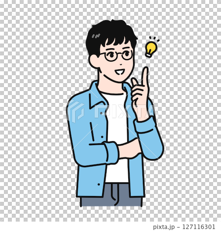 ひらめく若い男性のイラスト素材 127116301
