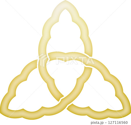 家紋　揺り結び柏【金色】 127116560