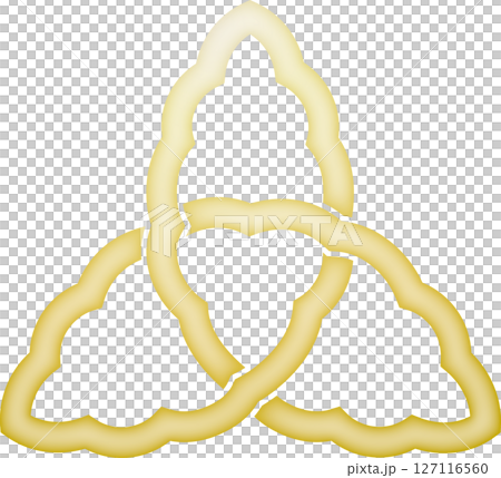 家紋　揺り結び柏【金色】 127116560