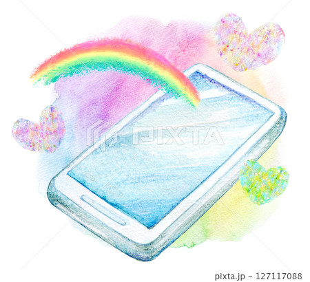 水彩イラスト　スマートフォン 127117088