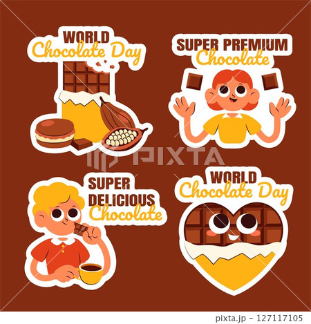 Vector Social Media Label Graphic Template Featuring Chocolate Day Celebration in Flat Style 127117105