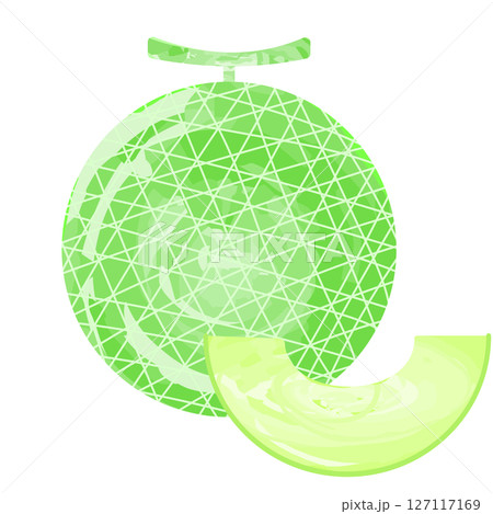 メロンのシンプルアイコン　水彩風 127117169