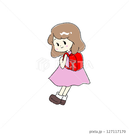 赤いランドセルを背負った女の子 127117170
