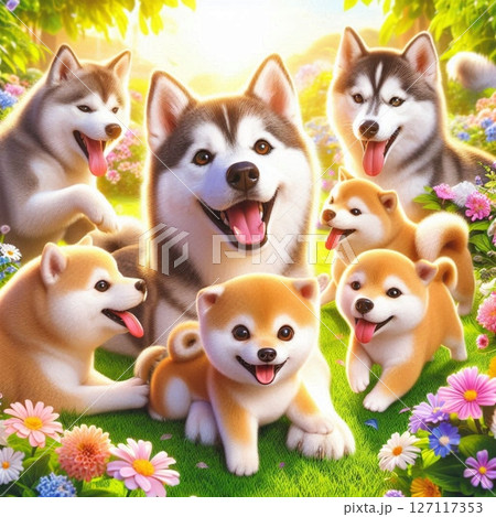 ハスキー＆柴犬 127117353