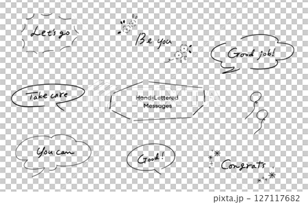 手書きの吹き出しつきメッセージテキストセット_英語 127117682