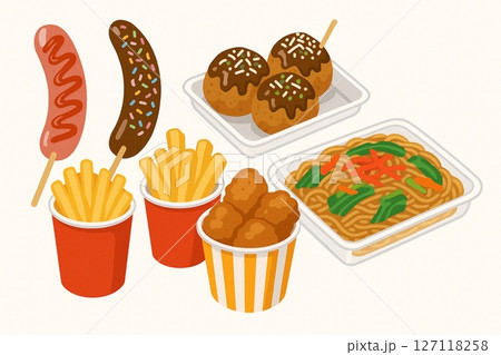 ファーストフード、屋台 127118258