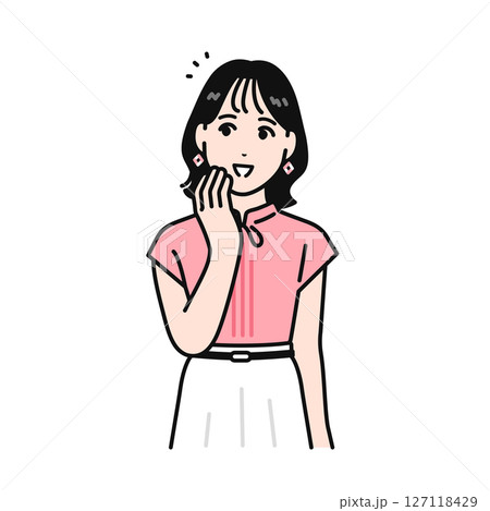 安心する若い女性のイラスト素材 127118429