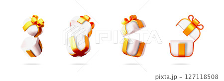 3d vector set of closed and open gift box 3d vector set of closed and open gift box 127118508