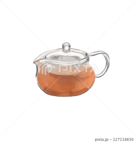 ティーポットに入ったお茶を油絵風に描いたイラスト 127118650