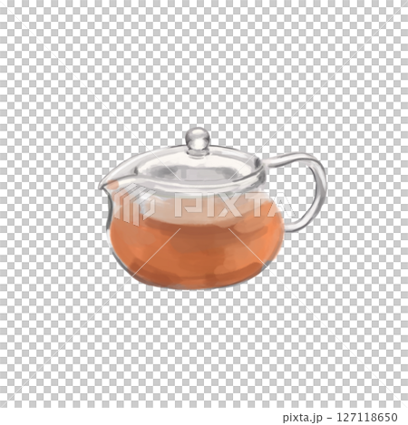 ティーポットに入ったお茶を油絵風に描いたイラスト 127118650