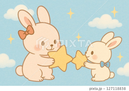 思いやりを伝えあうウサギのイラストゆめのなかのうさぎシリーズ vol. 4 AI生成 127118838