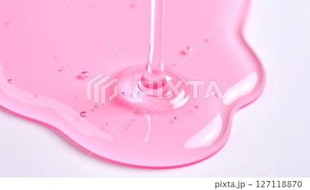 みずみずしいピンクの美容ジェルが滴る美しいマクロショット（AI生成画像） 127118870