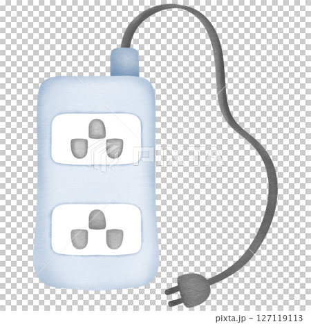Three prong plug hand drawn transparency illustration 127119113