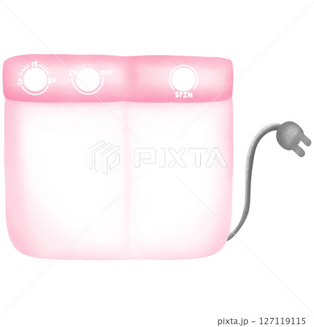 pink twin tub washing machine hand drawn transparency illustration 127119115