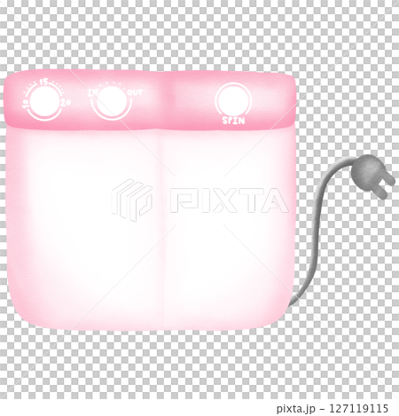 pink twin tub washing machine hand drawn transparency illustration 127119115