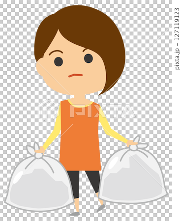 ゴミ袋を持っている女性のイメージイラスト 127119123