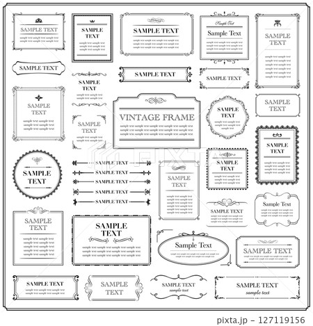 黒のビンテージフレームとオーナメントのセット 127119156