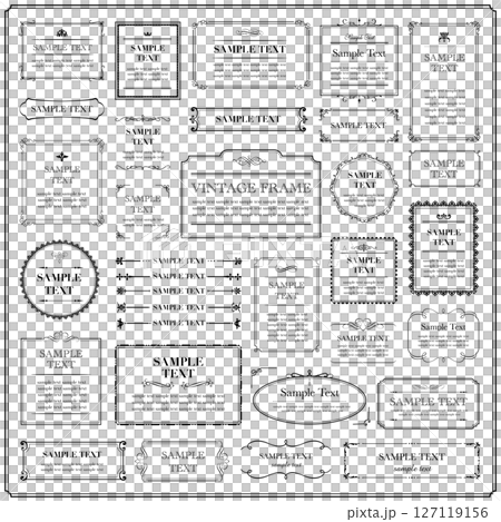 黒のビンテージフレームとオーナメントのセット 127119156