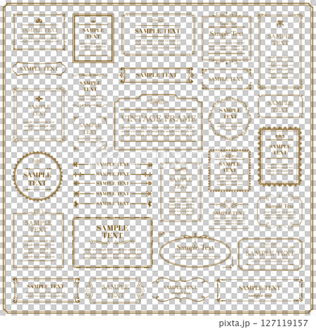 セピア色のビンテージフレームとオーナメントのセット セピア色のビンテージフレームとオーナメントのセット 127119157