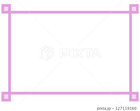 ピンク角装飾付き囲み枠・中央透過フレーム素材（シンプル・PNG） 127119160