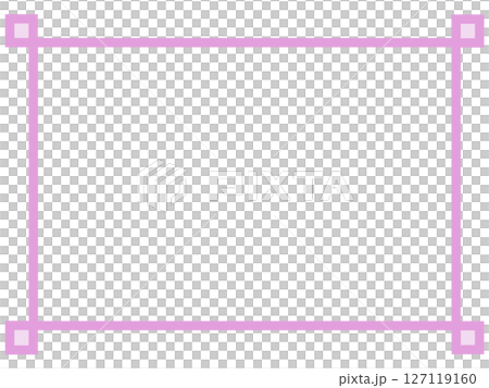 ピンク角装飾付き囲み枠・中央透過フレーム素材（シンプル・PNG） 127119160