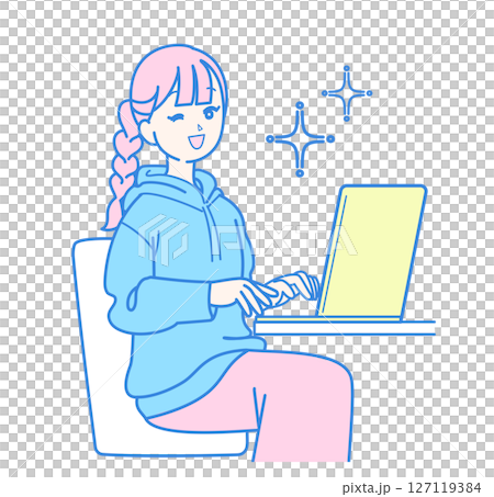 在電腦上工作的女人 127119384