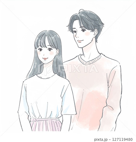 男女、カップル、夫婦、恋人、パートナーのイラスト素材 127119480