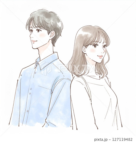 男女、カップル、夫婦、恋人、パートナーのイラスト素材 127119482