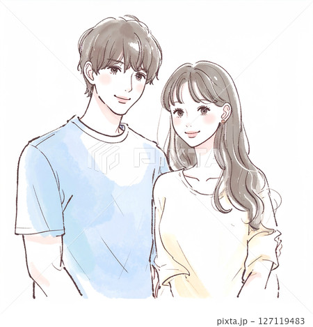 男女、カップル、夫婦、恋人、パートナーのイラスト素材 127119483