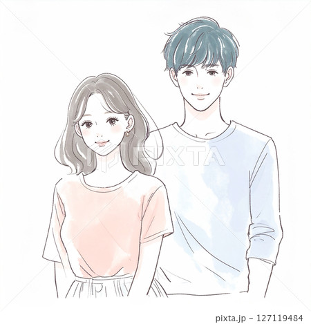 男女、カップル、夫婦、恋人、パートナーのイラスト素材 127119484