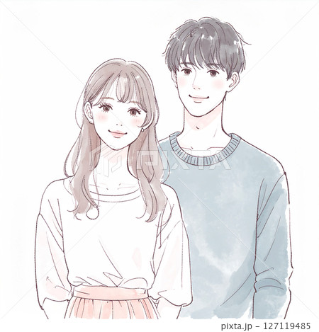 男女、カップル、夫婦、恋人、パートナーのイラスト素材 127119485