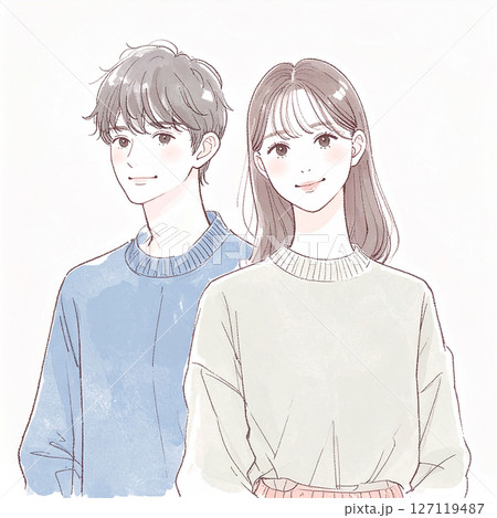 男女、カップル、夫婦、恋人、パートナーのイラスト素材 127119487