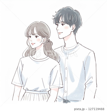 男女、カップル、夫婦、恋人、パートナーのイラスト素材 127119488
