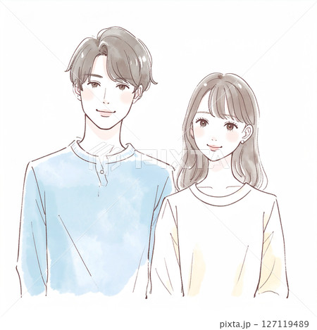 男女、カップル、夫婦、恋人、パートナーのイラスト素材 127119489