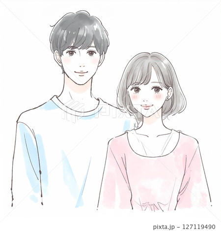 男女、カップル、夫婦、恋人、パートナーのイラスト素材 127119490